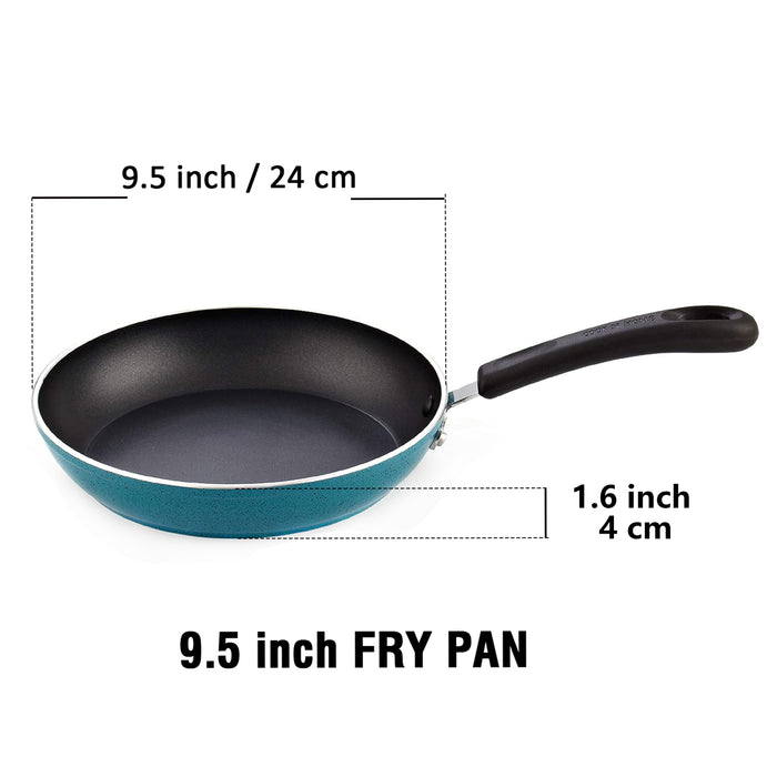 Cook N Home Cook N Home Nonstick Saute Skillet Fry Pan 9.5 Inch Kitchen Non-stick Cookware Cooking Frying Pan Induction Compatible Turquoise