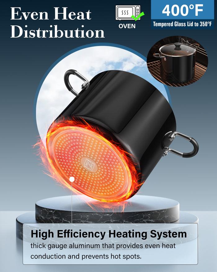 Cook N Home Cook N Home Nonstick Stockpot With Lid 10.5-Qt Deep Cooking Pot Cookware Canning Stock Pot With Glass Lid Black