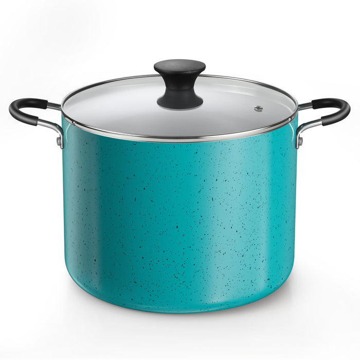cook n home Cook N Home Nonstick Stockpot with Lid 10.5-Qt Professional Deep Cooking Pot Cookware Canning Stock Pot with Glass Lid Turquoise