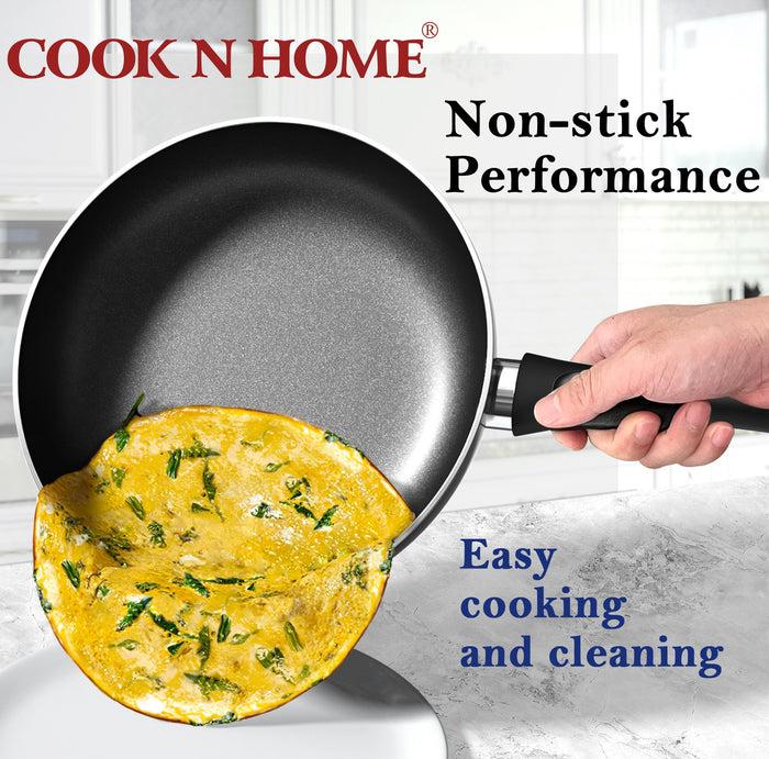 Cook N Home Cook N Home Pots And Pans Nonstick Cooking Set Includes Saucepan Frying Pan Kitchen Cookware Set 15-Piece Stay Cool Handle Black