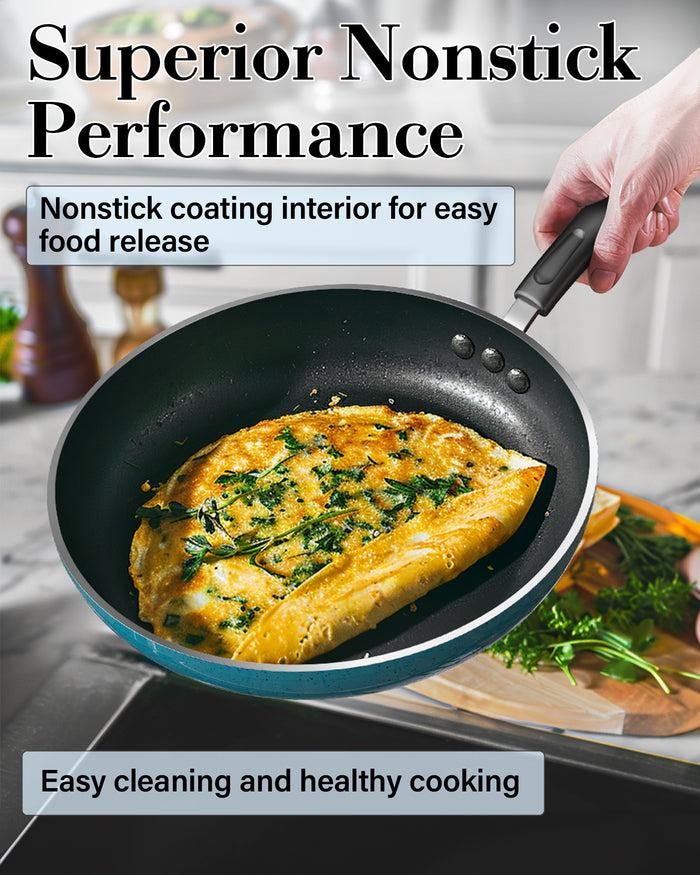 Cook N Home Cook N Home Pots And Pans Nonstick Cookware Set 12-Piece Kitchen Cooking Set With Frying Pans And Saucepans Induction Compatible Turquoise