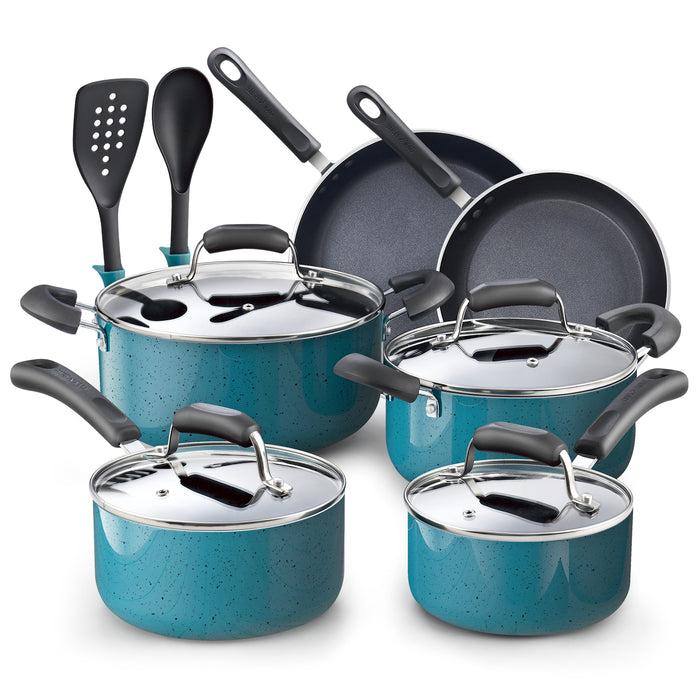 cook n home Cook N Home Pots and Pans Nonstick Cookware Set 12-Piece Kitchen Cooking Set with Frying Pans and Saucepans Induction Compatible Turquoise