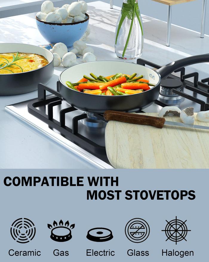 Cook N Home Cook N Home Pots And Pans Set Nonstick 10 Piece Ceramic Kitchen Cookware Sets Nonstick Cooking Set With Saucepans Frying Pans Dutch Oven Pot With Lids Black