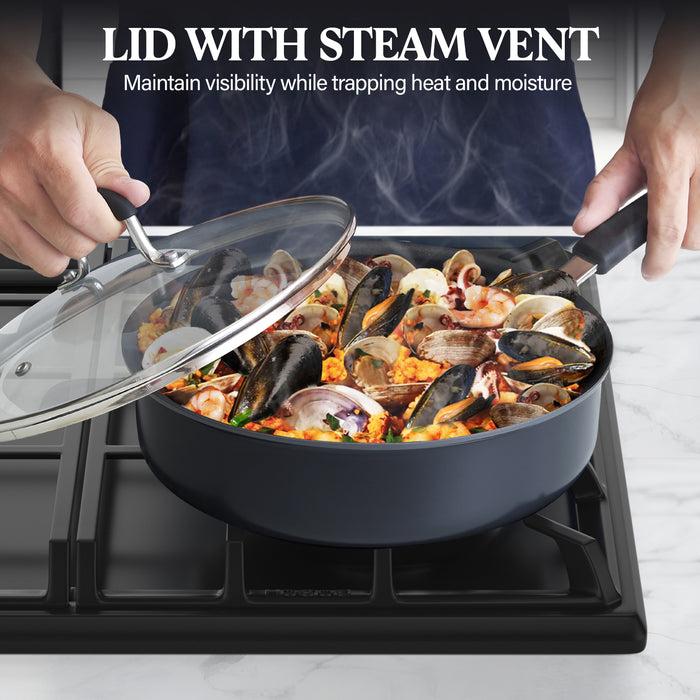 Cook N Home Cook N Home Pots And Pans Set Nonstick Professional Hard Anodized Cookware Sets 12-Piece Dishwasher Safe With Stay-Cool Handles Black