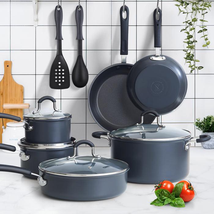 cook n home Cook N Home Pots and Pans Set Nonstick Professional Hard Anodized Cookware Sets 12-Piece Dishwasher Safe with Stay-Cool Handles Black