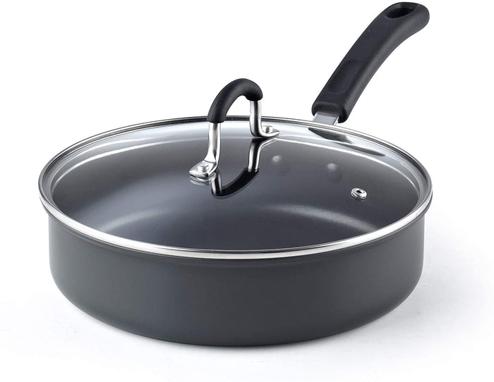 cook n home Cook N Home Professional Hard Anodized Nonstick Saute Pan With Lid 3 Quart 9.5 inch Pots and Pans Dishwasher Safe with Stay-Cool Handles Black