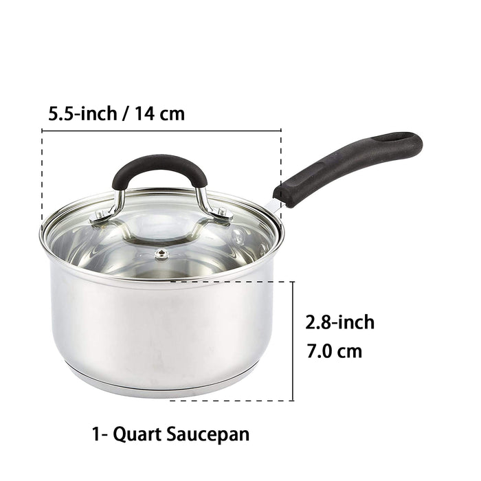 Cook N Home Cook N Home Saucepan Sauce Pot With Lid 1 Quart Stainless Steel Stay Cool Handle Silver