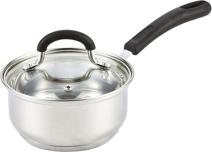 cook n home Cook N Home Saucepan Sauce Pot with Lid 1 Quart Stainless Steel Stay Cool Handle silver