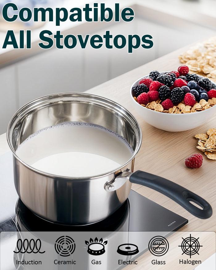 Cook N Home Cook N Home Stainless Steel Cookware Sets 10-Piece Pots And Pans Kitchen Cooking Set With Stay-Cool Handles Dishwasher Safe Silver