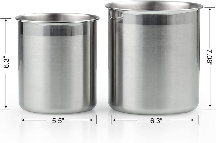 Cook N Home Cook N Home Stainless Steel Utensil Holder Jumbo 2PC Set 5.5-inch X 6.3-inch And 6.3-inch X 7.08-inch Silver