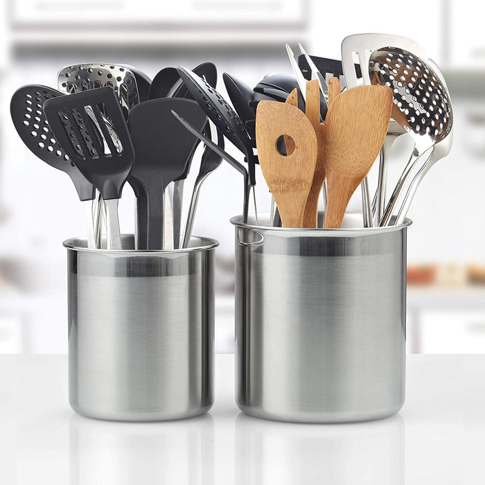 Cook N Home Cook N Home Stainless Steel Utensil Holder Jumbo 2PC Set 5.5-inch X 6.3-inch And 6.3-inch X 7.08-inch Silver