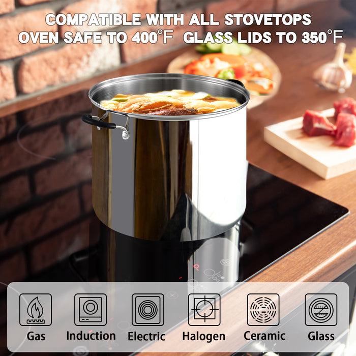 Cook N Home Cook N Home Stockpot Large Pot Sauce Pot Induction Pot With Lid Professional Stainless Steel 20 Quart With Stay-Cool Handles Silver