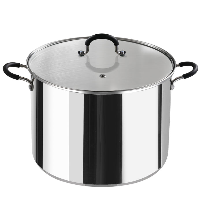 cook n home Cook N Home Stockpot Large pot Sauce Pot Induction Pot With Lid Professional Stainless Steel 20 Quart with Stay-Cool Handles silver