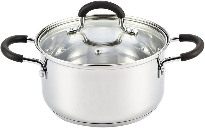 cook n home Cook N Home Stockpot Sauce Pot Casserole Pan Saucier Induction Pot With Lid Professional Stainless Steel 3 Quart Dishwasher Safe With Stay-Cool Handles Silver