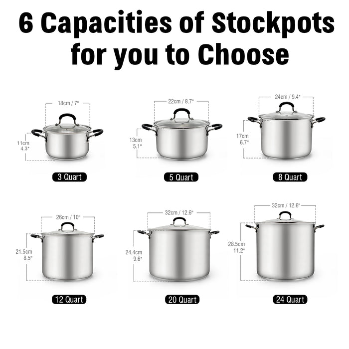 Cook N Home Cook N Home Stockpot Sauce Pot Induction Pot With Lid Professional Stainless Steel 8 Quart Dishwasher Safe With Stay-Cool Handles Silver