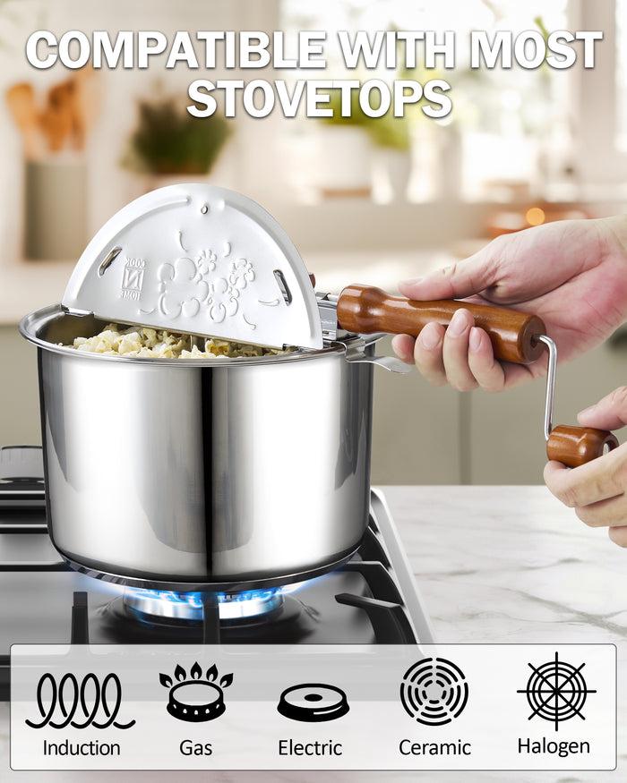 Cook N Home Cook N Home Stovetop Popcorn Popper With Crank 6 Quart Stainless Steel Popcorn Pot Silver