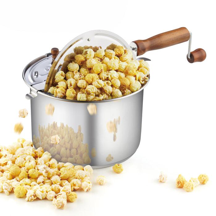cook n home Cook N Home Stovetop Popcorn Popper with Crank 6 Quart Stainless Steel Popcorn Pot Silver