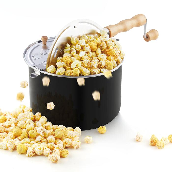 cook n home Cook N Home Stovetop Popcorn Popper with Crank 6-Quart Aluminum Popcorn Pot Black