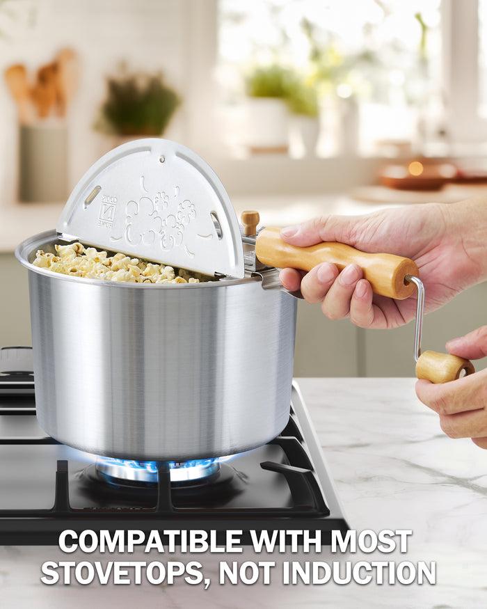 Cook N Home Cook N Home Stovetop Popcorn Popper With Crank 6-Quart Aluminum Popcorn Pot
