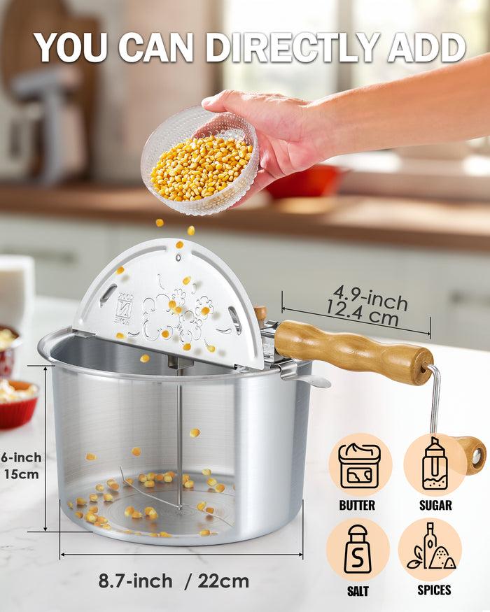 Cook N Home Cook N Home Stovetop Popcorn Popper With Crank 6-Quart Aluminum Popcorn Pot