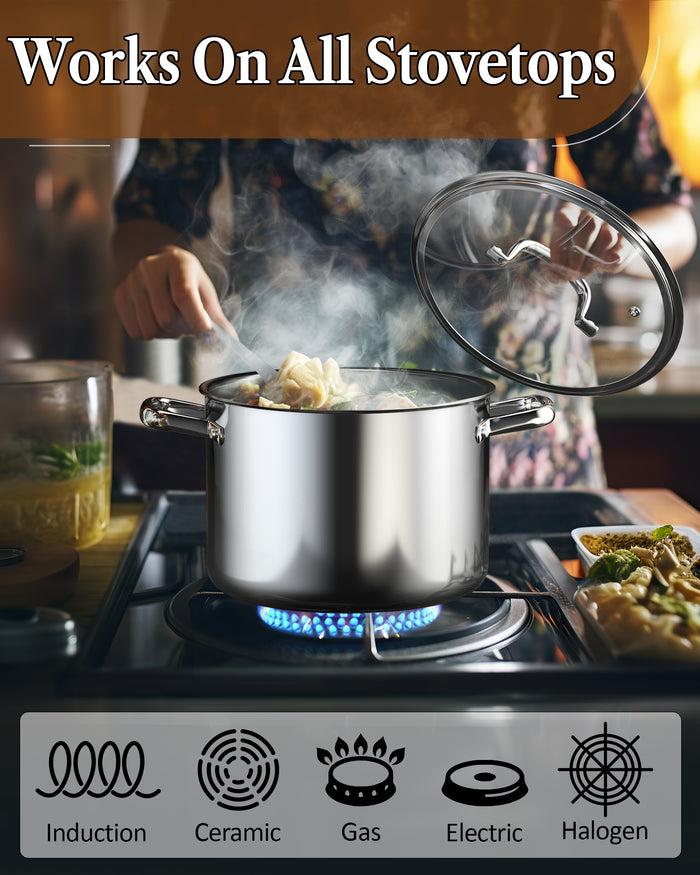 Cook N Home Cook N Home Tri-Ply Clad Stainless Steel Pots And Pans Cookware Set 7-Piece With Saucepan Fry Pan Stockpot