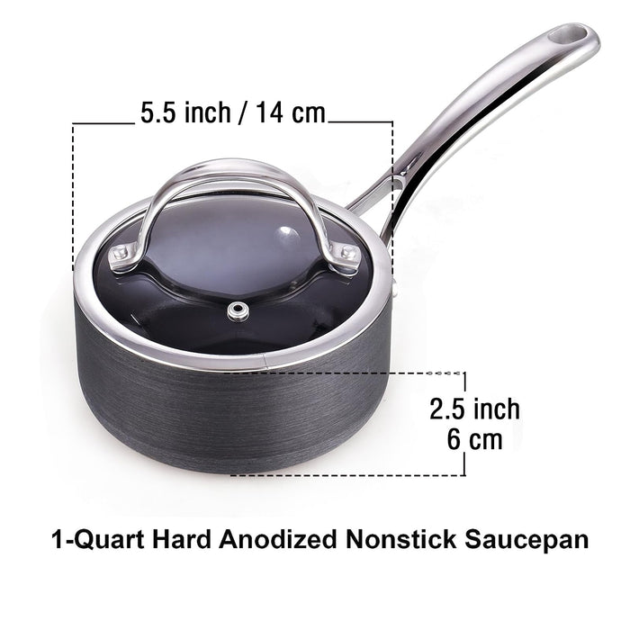Cook N Home Cooks Standard 1-Quart Hard Anodized Nonstick Saucepan With Lid Black