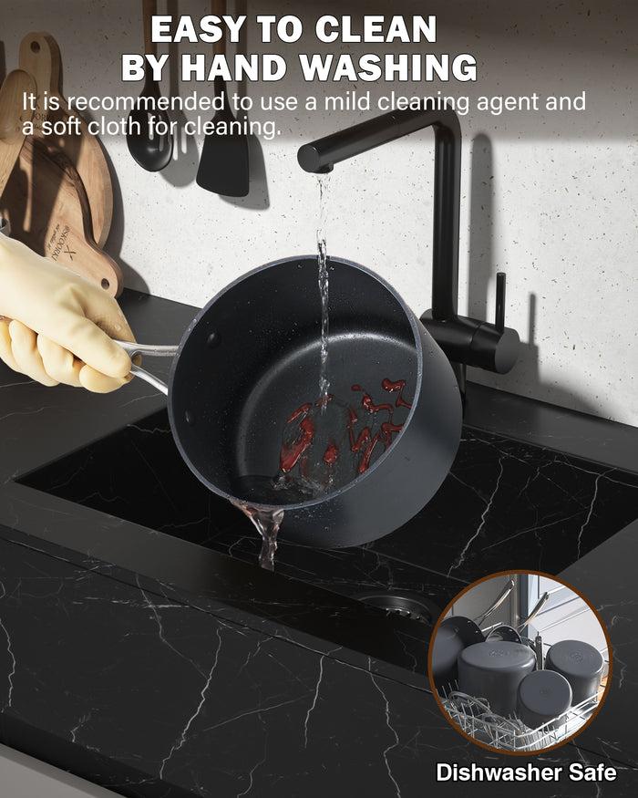 Cook N Home Cooks Standard 1-Quart Hard Anodized Nonstick Saucepan With Lid Black