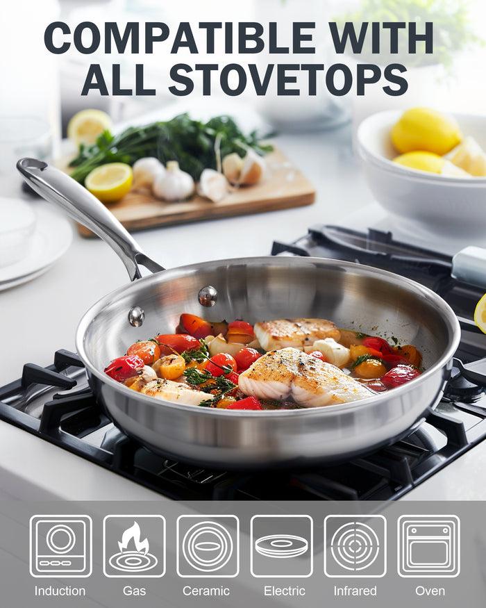 Cook N Home Cooks Standard 12-Inch Multi-Ply Clad 30cm Stainless Steel Frying Pan Silver