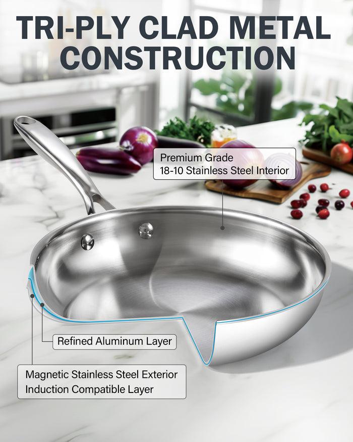 Cook N Home Cooks Standard 12-Inch Multi-Ply Clad 30cm Stainless Steel Frying Pan Silver