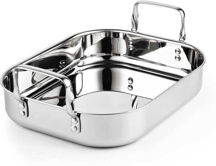 Cook N Home Cooks Standard 14-Inch By 12-Inch Stainless Steel Roaster With Rack Rectangular