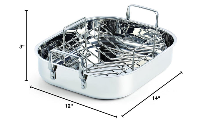 Cook N Home Cooks Standard 14-Inch By 12-Inch Stainless Steel Roaster With Rack Rectangular