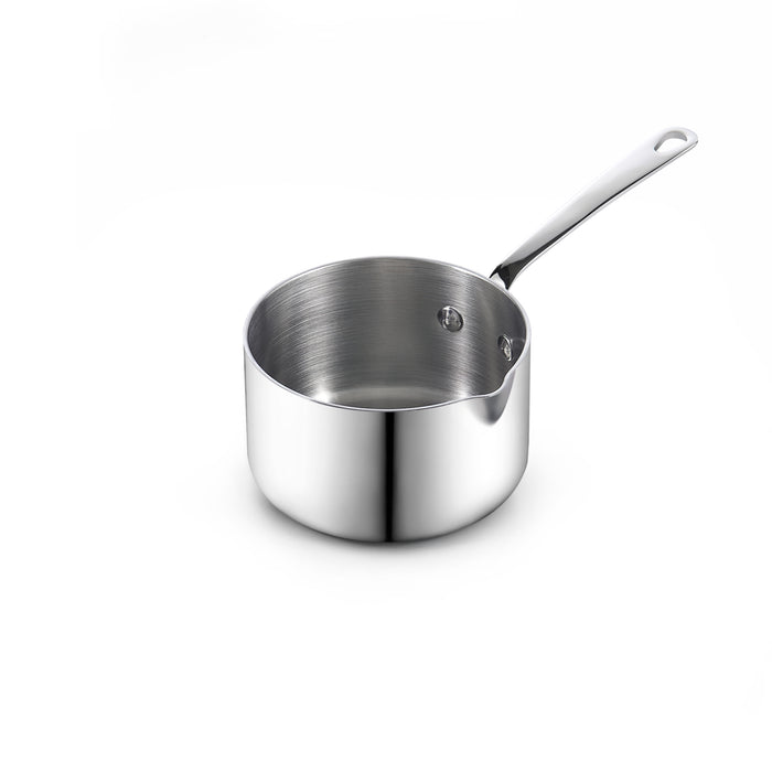 cook n home Cooks Standard 18/10 Stainless Steel Butter Warmer 0.46 QT Multi-Ply Clad Small Sauce Pan Mini Milk Butter Melting Pot with Pour Spout ideal for Chefs Baristas