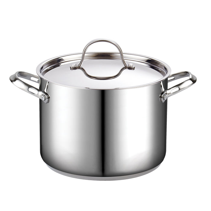 cook n home Cooks Standard 18/10 Stainless Steel Stockpot 8-Quart Classic Deep Cooking Pot Canning Cookware with Stainless Steel Lid Silver