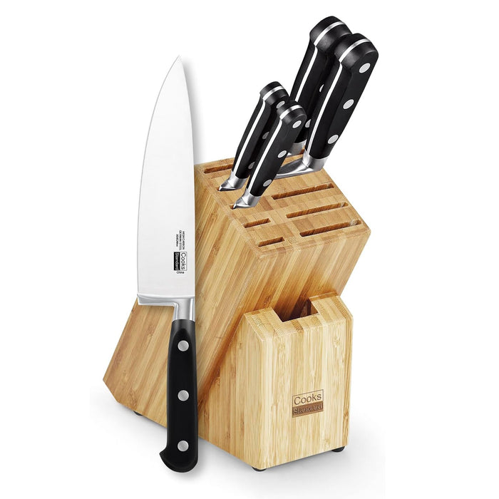 cook n home Cooks Standard 6-Piece Stainless Steel Knife Set with Expandable Bamboo Block for Extra Slots