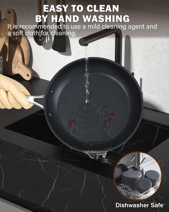 Cook N Home Cooks Standard 8 And 10.5-Inch Fry Saute Omelet 2 Piece Nonstick Hard Anodized Pan Set Black