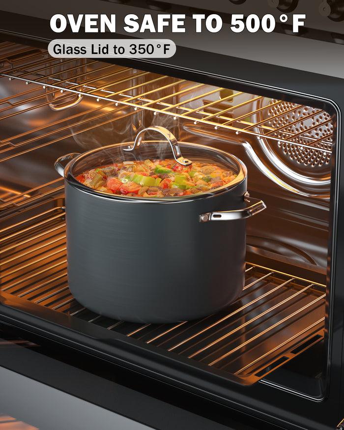 Cook N Home Cooks Standard 8 Quart Hard Anodized Premium Grade Nonstick Stockpot With Cover Black