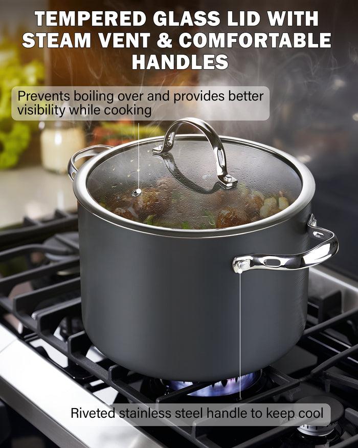 Cook N Home Cooks Standard 8 Quart Hard Anodized Premium Grade Nonstick Stockpot With Cover Black