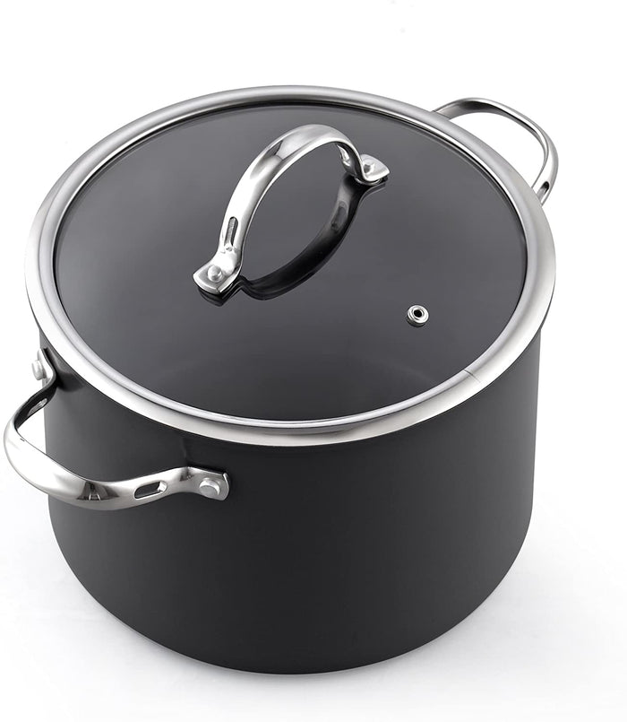 cook n home Cooks Standard 8 Quart Hard Anodized Premium Grade Nonstick Stockpot with Cover Black