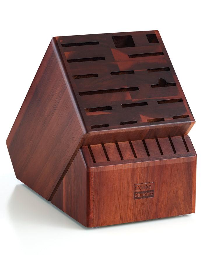 cook n home Cooks Standard Acacia wood Knife Block Holder without Knives 25 Slot X-Large Universal Countertop Butcher Block Kitchen Knife Stand for Easy Kitchen Storage