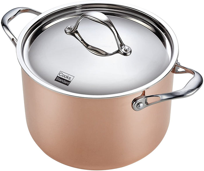 Cook N Home Cooks Standard Copper Stainless Steel 8-Piece Multi-Ply Clad Cookware Set