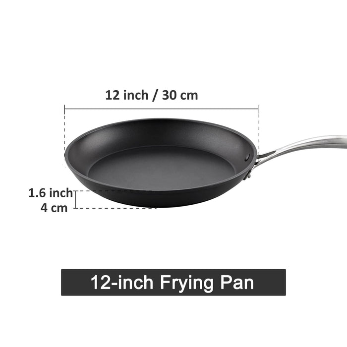 Cook N Home Cooks Standard Frying Omelet Pan Classic Hard Anodized Nonstick 12-Inch/30cm Saute Skillet Egg Pan Black