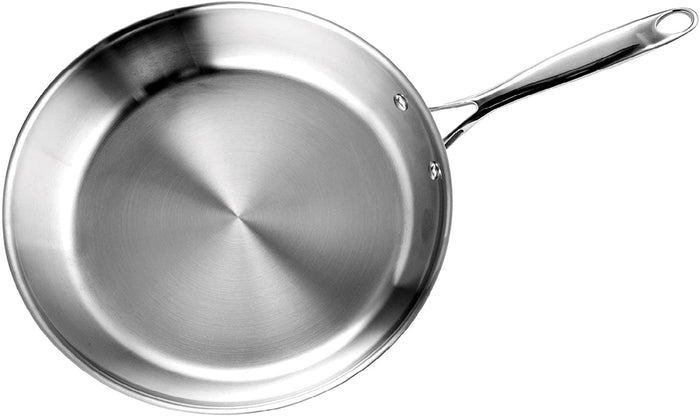 cook n home Cooks Standard Frying Pan Stainless Steel 8-Inch Multi-Ply Clad wok Stir Fry Pan Kitchen Skillet Silver