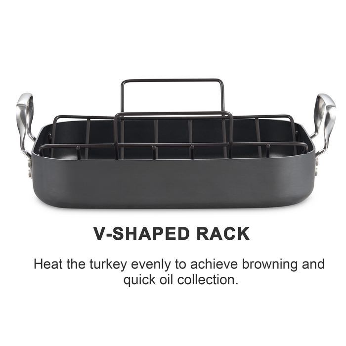 Cook N Home Cooks Standard Hard Anodized Nonstick Bakeware Roaster With Rack 16-inch By 12-inch