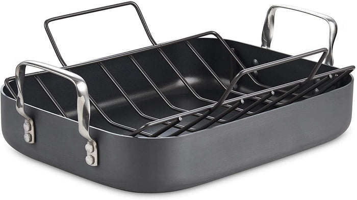 cook n home Cooks Standard Hard Anodized Nonstick Bakeware Roaster with rack 16-inch by 12-inch