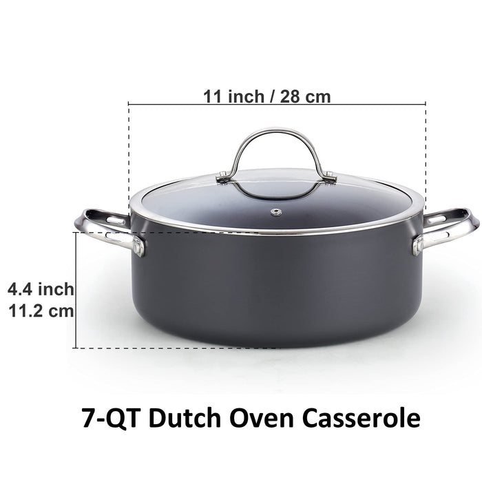 Cook N Home Cooks Standard Hard Anodized Nonstick Dutch Oven Casserole Stockpot 7 Quart