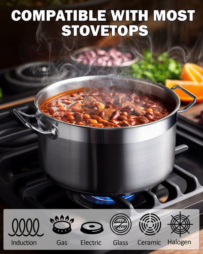 Cook N Home Cooks Standard Kitchen Cookware Sets Stainless Steel Professional Pots And Pans Include Saucepan Sauté Pan Stockpot With Lids 8-Piece Silver