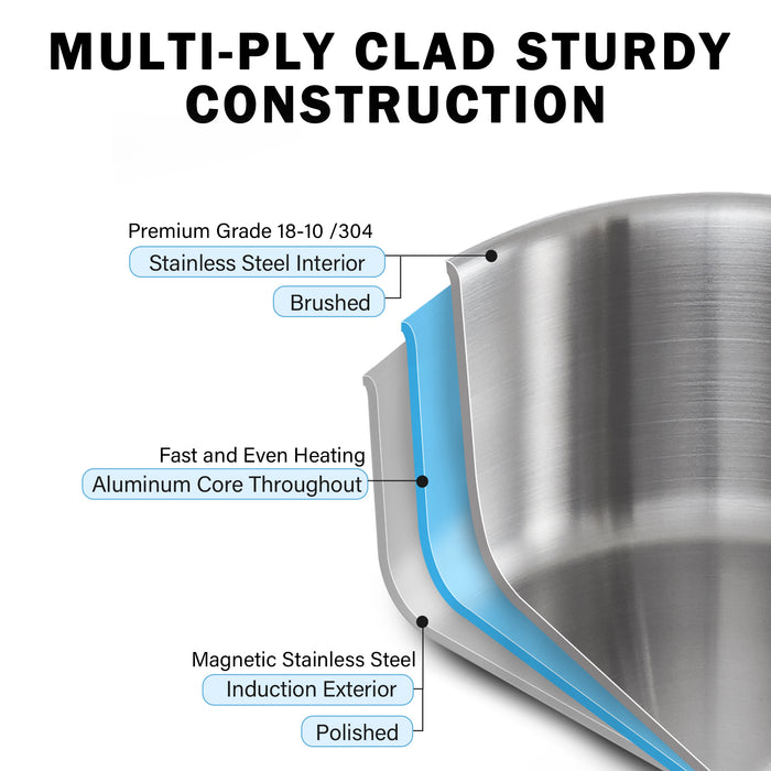 Cook N Home Cooks Standard Moroccan Tagine Pot 3.6 Qt Multi-Ply Clad Stainless Steel Pan With Dual Handles Clay Pot Alternative For Slow Cooking Cone-Shaped Die-Cast Aluminum Lid & Extra Glass Lid Red