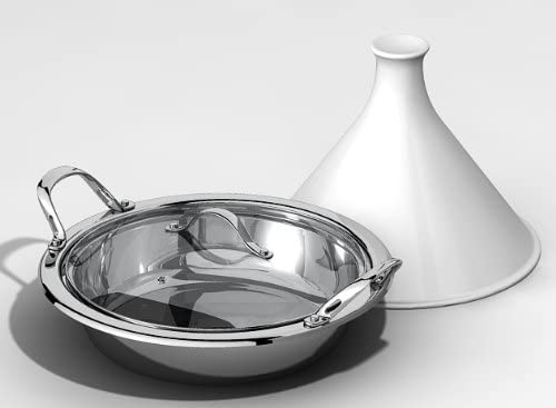 Cook N Home Cooks Standard Multi-Ply Clad Stainless Steel Tagine With 2 Handle And Extra Glass Lid 4.5-Quart