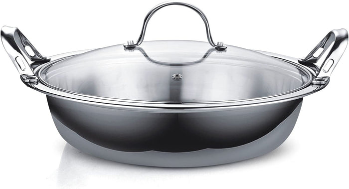 Cook N Home Cooks Standard Multi-Ply Clad Stainless Steel Tagine With 2 Handle And Extra Glass Lid 4.5-Quart