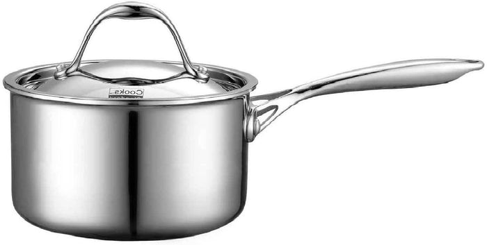 cook n home Cooks Standard Multi-Ply Full Clad Stainless Steel Saucepan with Lid 1.5/3-Quart Silver